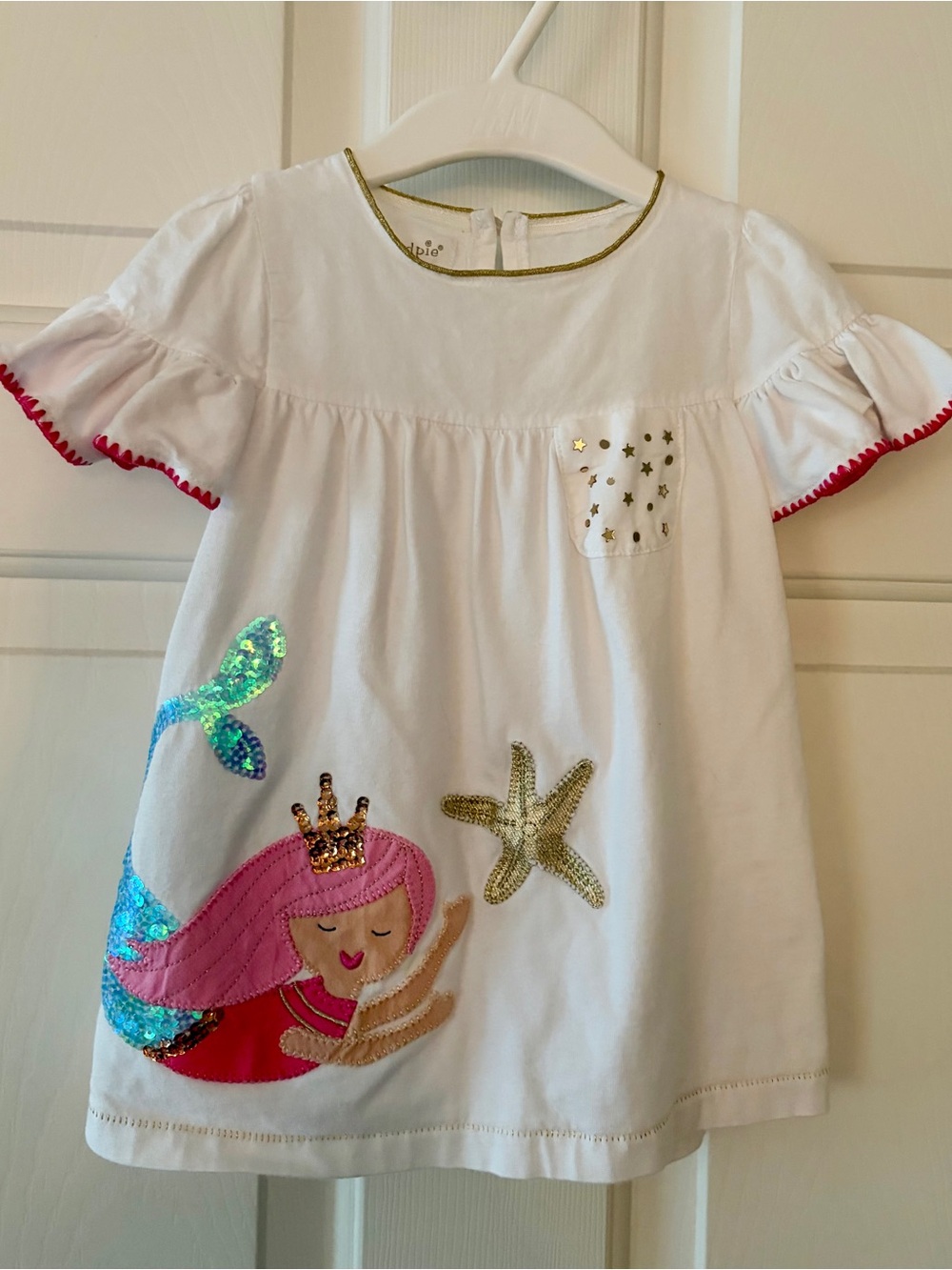 Mud Pie White Baby Dress with Gold Trim